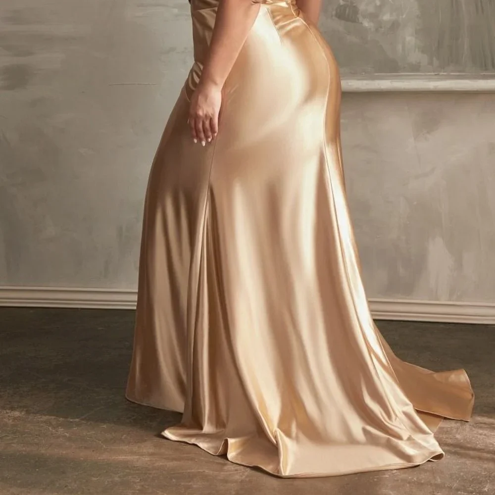 NEW LONG SLEEVELESS SHEATH SATIN DRESS WITH LEG SLIT AND ZIPPER BACK CD CH079C - Picture 7 of 10